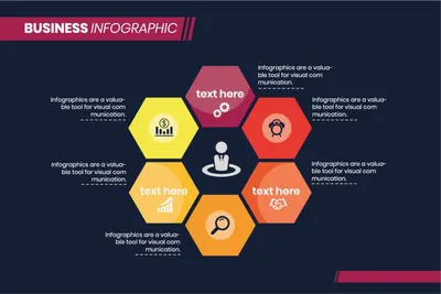 六角形のビジネスインフォグラフィック, Infographic, template, Guidelines, Infographic template