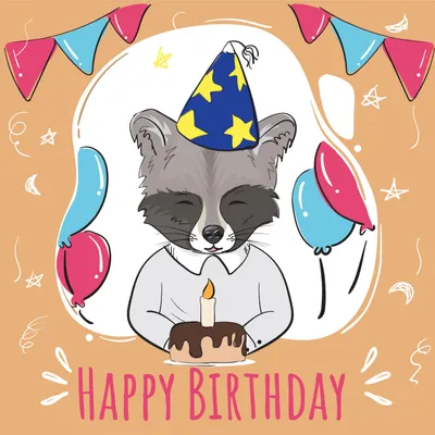 たぬきの誕生日会, Raccoon, birthday, Birthday party, Birthday Card template
