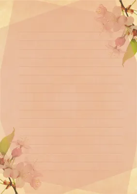 桜イラストの便箋, くすみカラー, 淡い, 桜, 便箋テンプレート