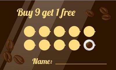 スタンプカード　コーヒー, 10th free, coffee shop, Coffee beans, Shop Card template