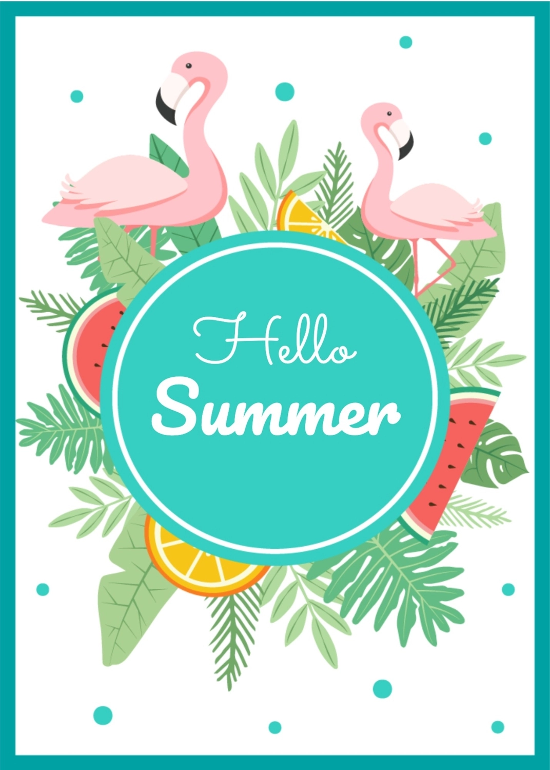 夏のグリーティングカード　フラミンゴ, フラミンゴ, 作成, デザイン, メッセージカードテンプレート