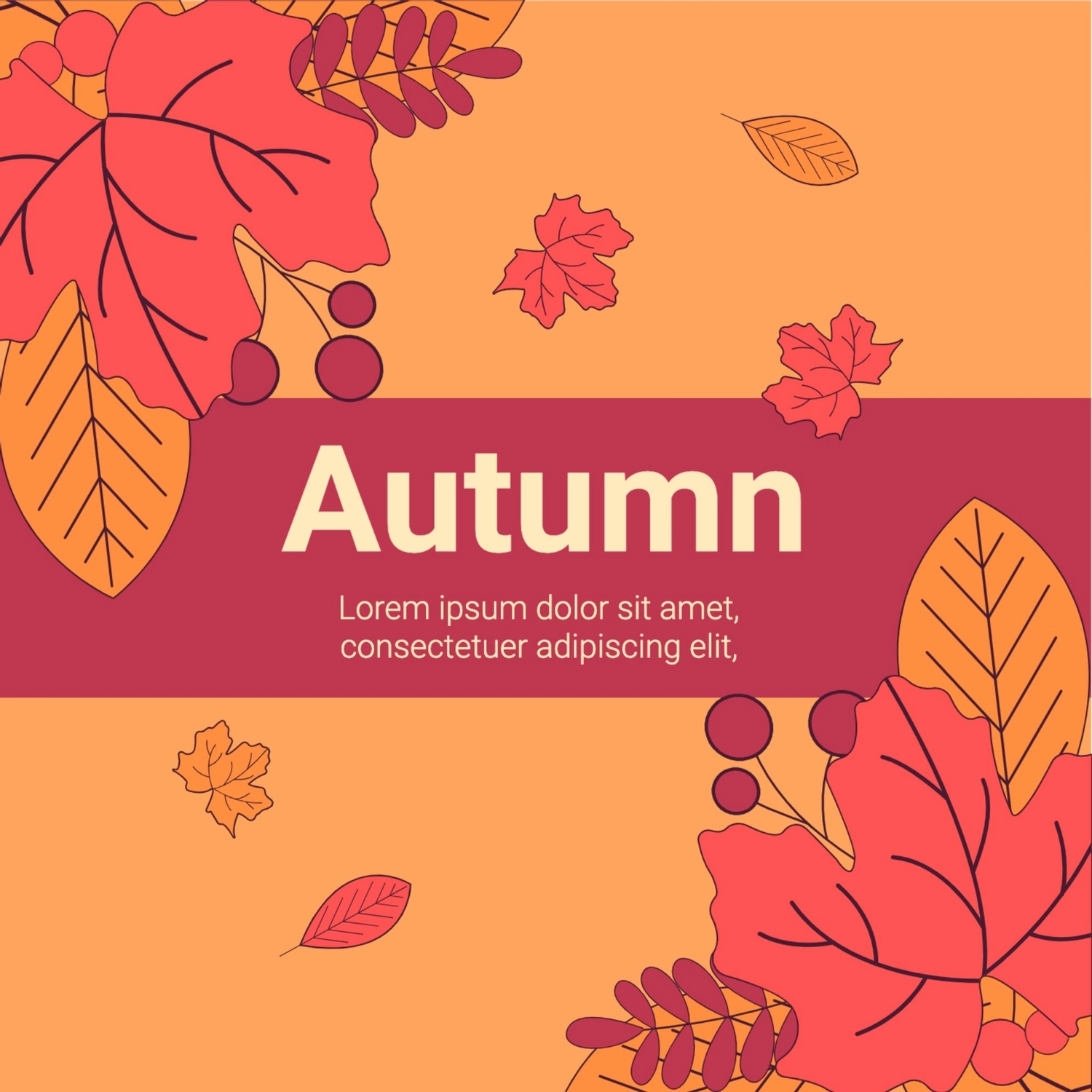 秋のグリーティングカード　落ち葉, もみじ, 作成, デザイン, グリーティングカードテンプレート