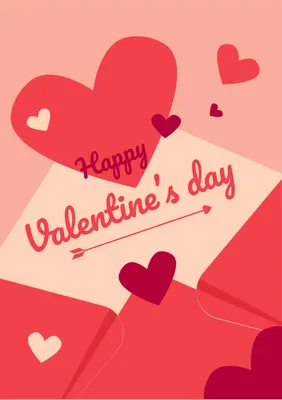 バレンタインデーグリーティングカード ハートとはがきの無料グリーティングカードテンプレート 3452 デザインac