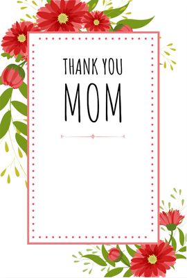 赤い花イラストの母の日カード, vertical, Horizontal writing, Red flower, Greeting Card template