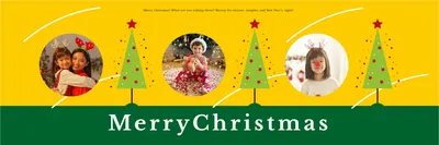 子供写真のクリスマスヘッダー, 黄色, クリスマスツリー, 12月, Twitterヘッダーテンプレート