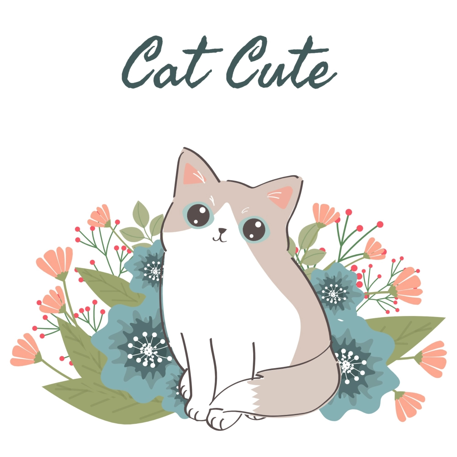 猫グリーティングカード　灰白猫, 灰色の猫, 作成, デザイン, メッセージカードテンプレート
