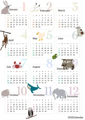 アニマルイラストの年間カレンダー, animal illustration, An illustration, animal, Calendar template
