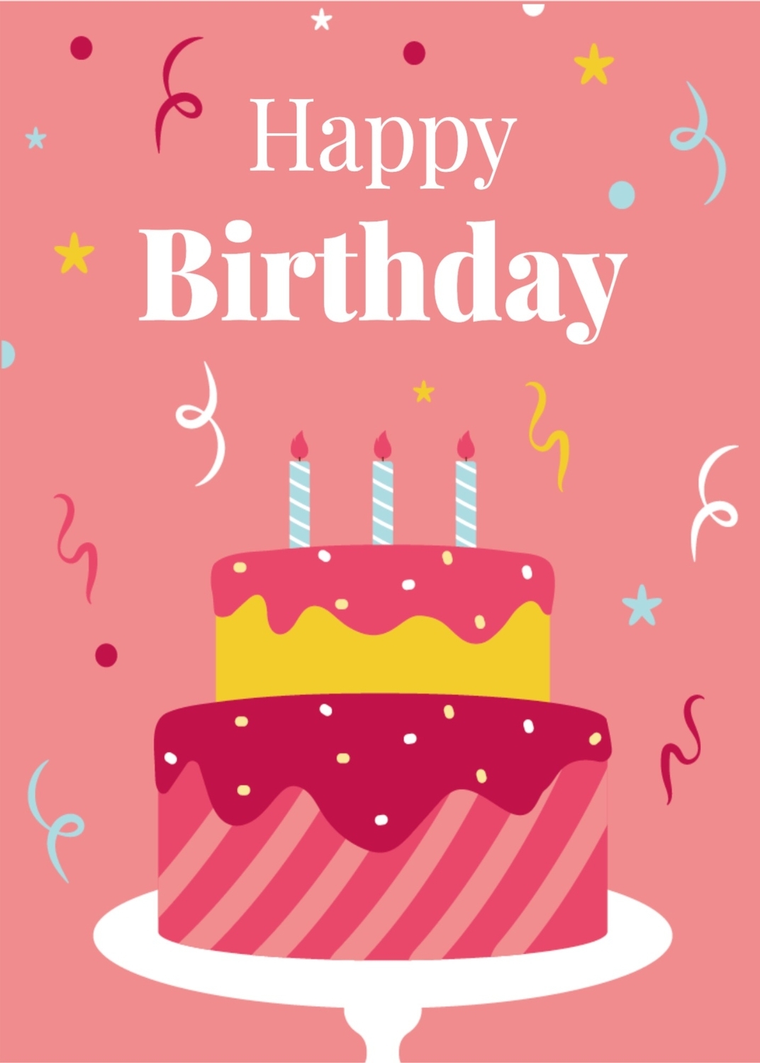 誕生日カード バースデーケーキの無料誕生日カードテンプレート
