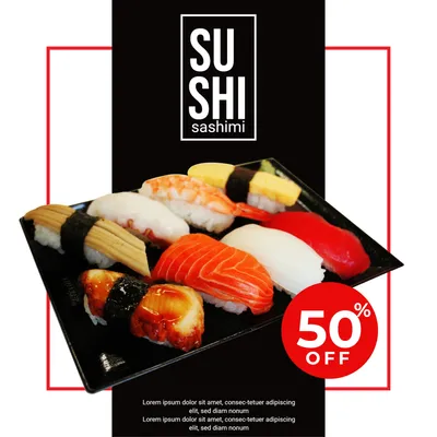 Instagram広告テンプレート4053, 寿司, 食物, 刺し身, Instagram広告テンプレート