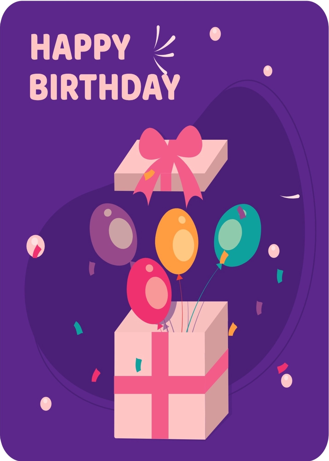 誕生日プレゼントの中から風船, green, birthday card, create, Birthday Card template