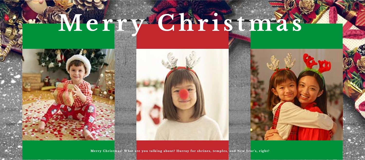 クリスマス子供写真のFacebook向けカバー, 親子, 女の子, 男の子, Facebookカバーテンプレート