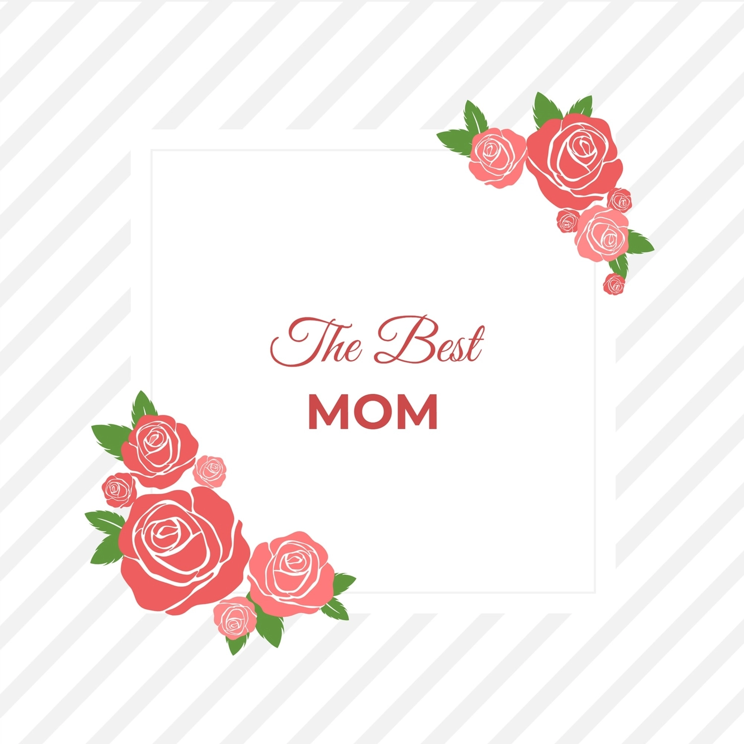 母の日グリーティングカード　薔薇とフレーム, 白色の背景, 作成, デザイン, メッセージカードテンプレート