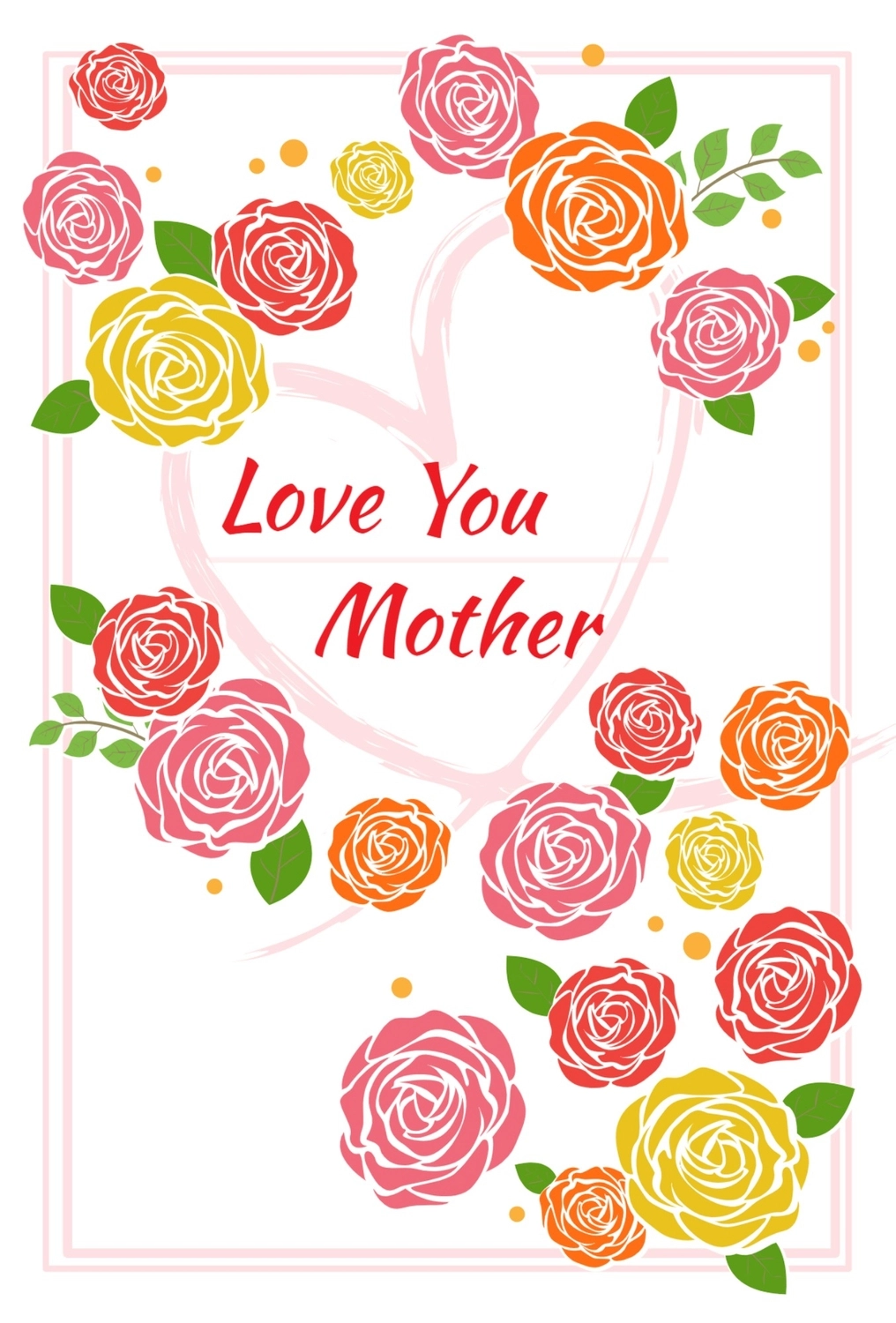 母の日グリーティングカード　カラフルな薔薇, chữ cái, tạo ra, thiết kế, thẻ tin nhắn mẫu