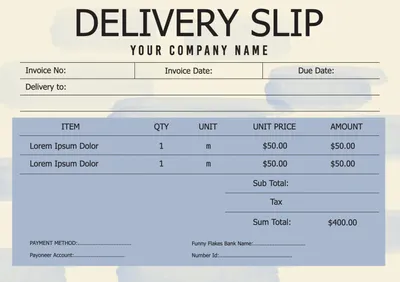 水彩模様の納品書, delivery slip, template, Layout, Delivery Slip template
