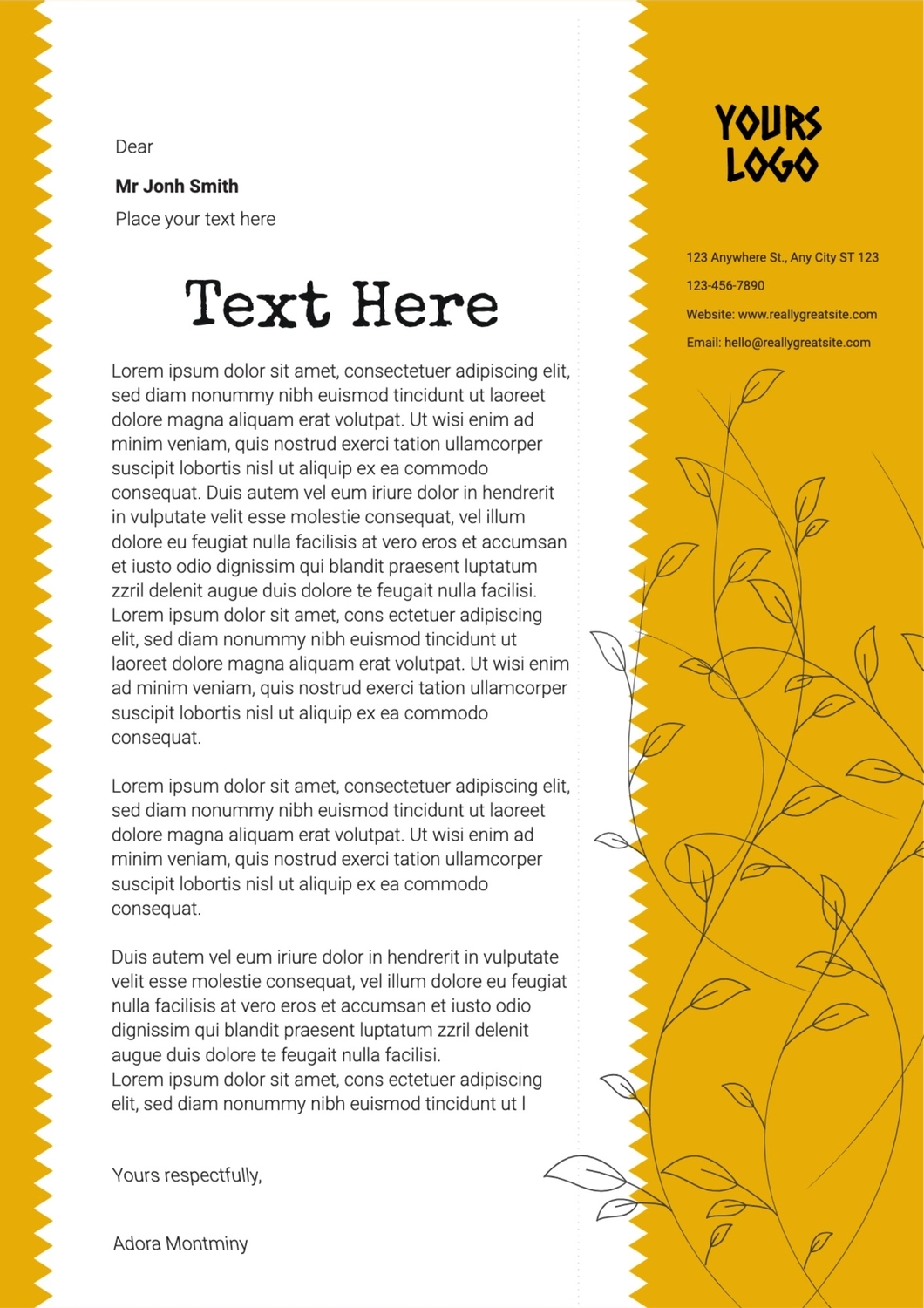 ナチュラルレター, beautiful, create, design, Letterhead template