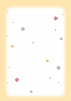 オレンジ枠の小花イラスト便箋, little flower, flower, pastel colour, Letter template