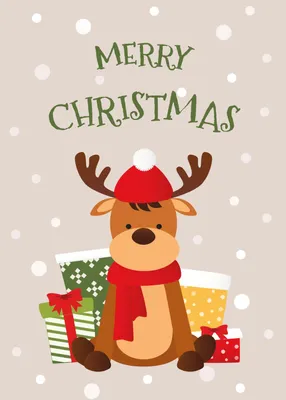 かわいいトナカイのメリークリスマス, グリーティングカード, グリーティング, ハガキ, グリーティングカードテンプレート