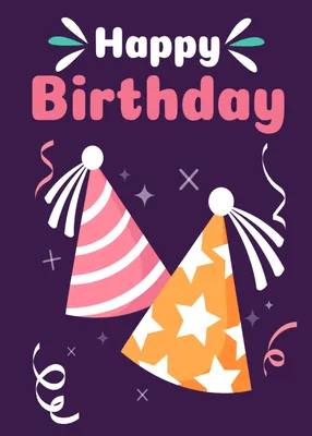 誕生日カード　三角帽, pink, Orange, Tricorne, Birthday Card template