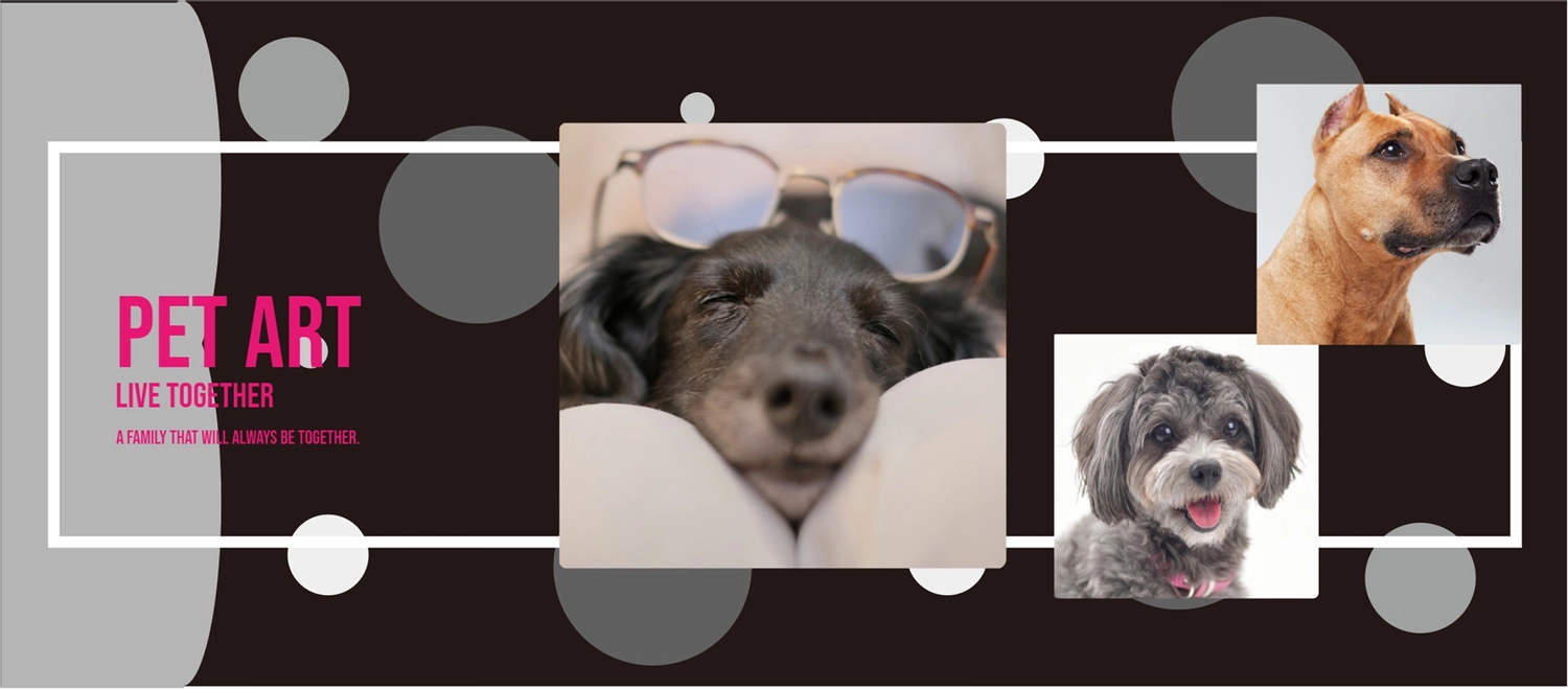 犬の写真をコラージュしたFacebookカバー

, rectangle, pop, dark, Facebook Cover template