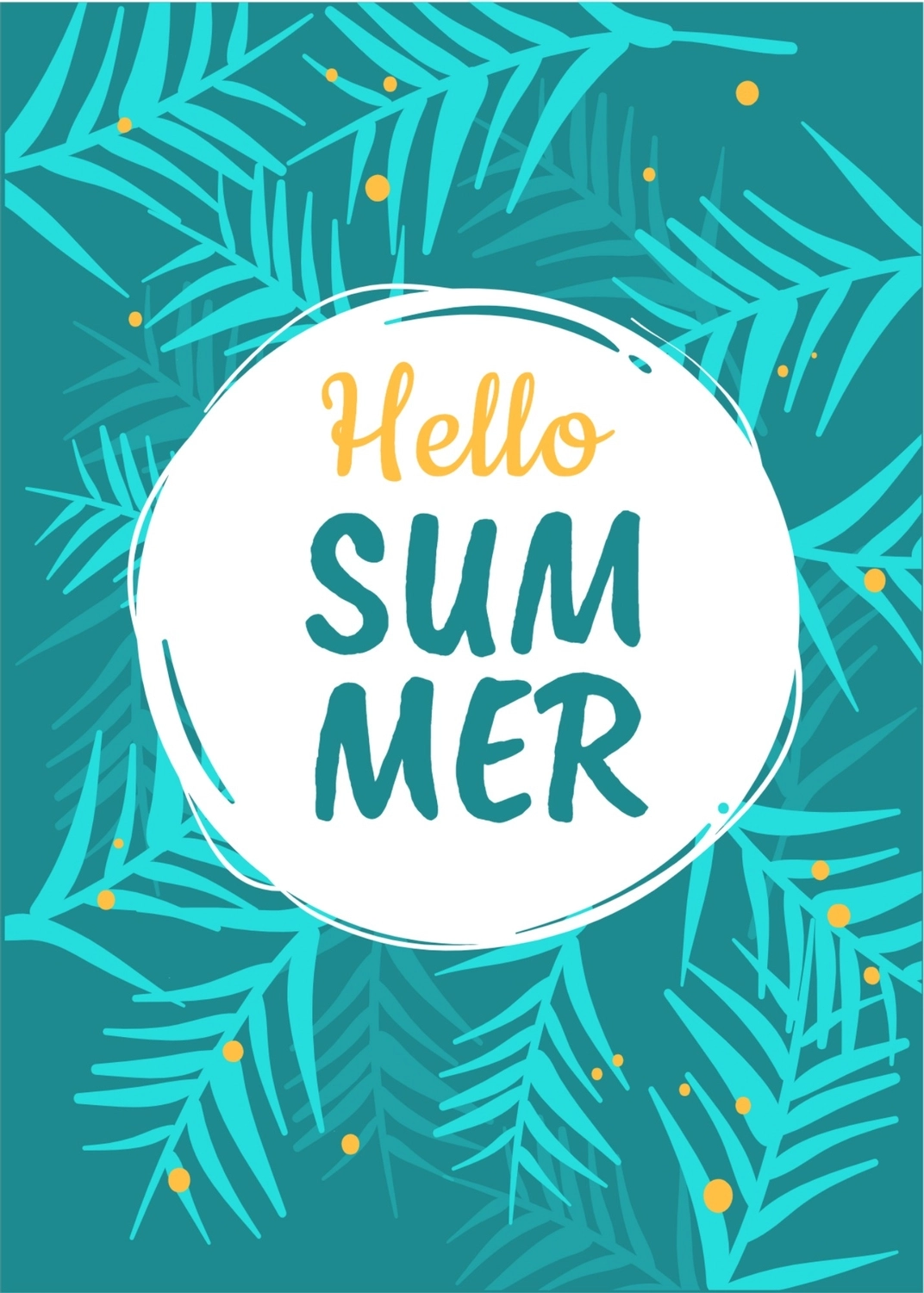 夏のグリーティングカード　椰子の葉, 夏休み, 作成, デザイン, メッセージカードテンプレート