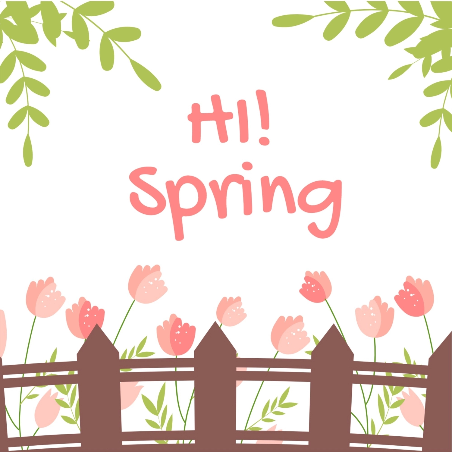 春のグリーティングカード　チューリップ, 柵, 作成, デザイン, メッセージカードテンプレート