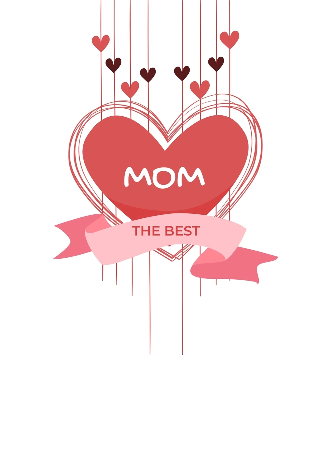 母の日グリーティングカード　ハート, White background, create, design, message card template