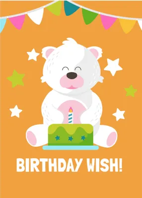 くまさんとケーキ, Bear, Bear, For children, Birthday Card template