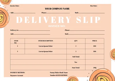 ピンクベージュの納品書, delivery slip, template, Layout, Delivery Slip template