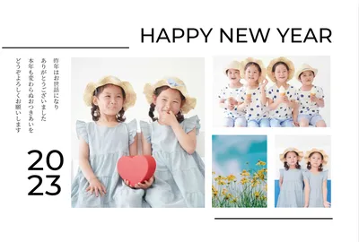 写真フレーム年賀状　白地に四角フレームたくさん, happy, new, year, New Year Card template