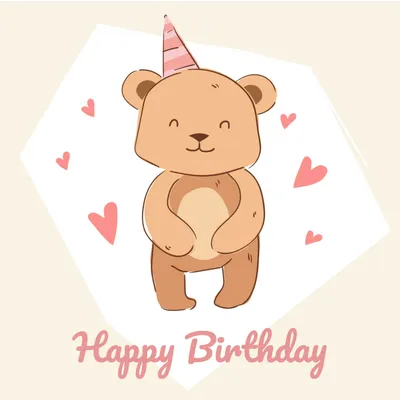 誕生日カード　くま, birthday, Bear, Tiny, Birthday Card template