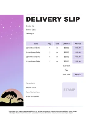 星空と木の納品書, delivery slip, template, Layout, Delivery Slip template