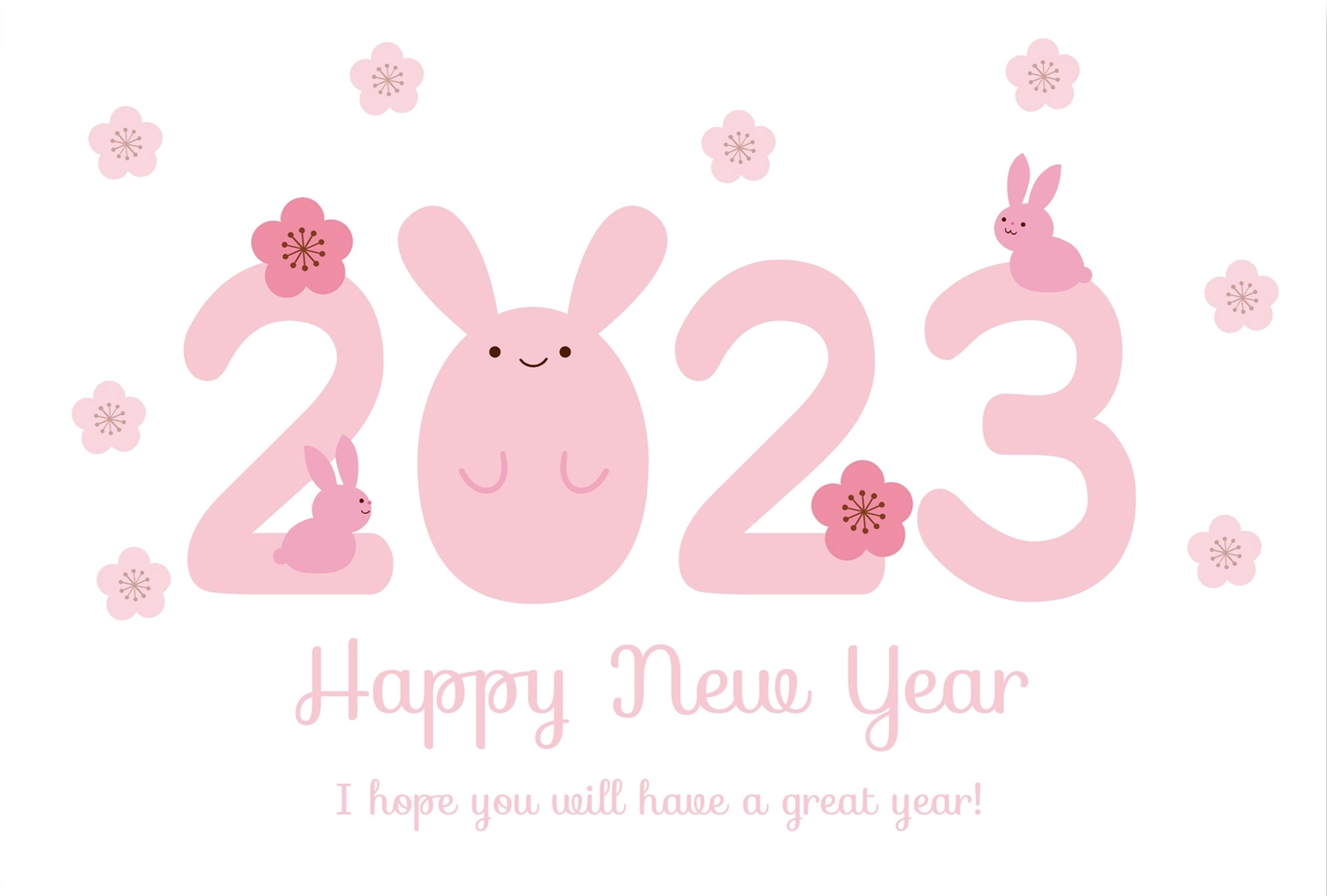 ピンクの2023年賀状, 新年, 和谐, 英文文本, 新年卡 模板