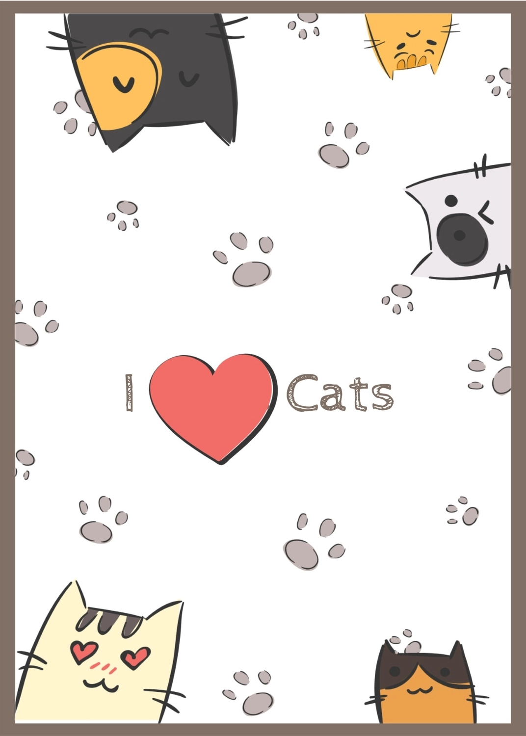 猫のグリーティングカード, 手書き, 作成, デザイン, メッセージカードテンプレート