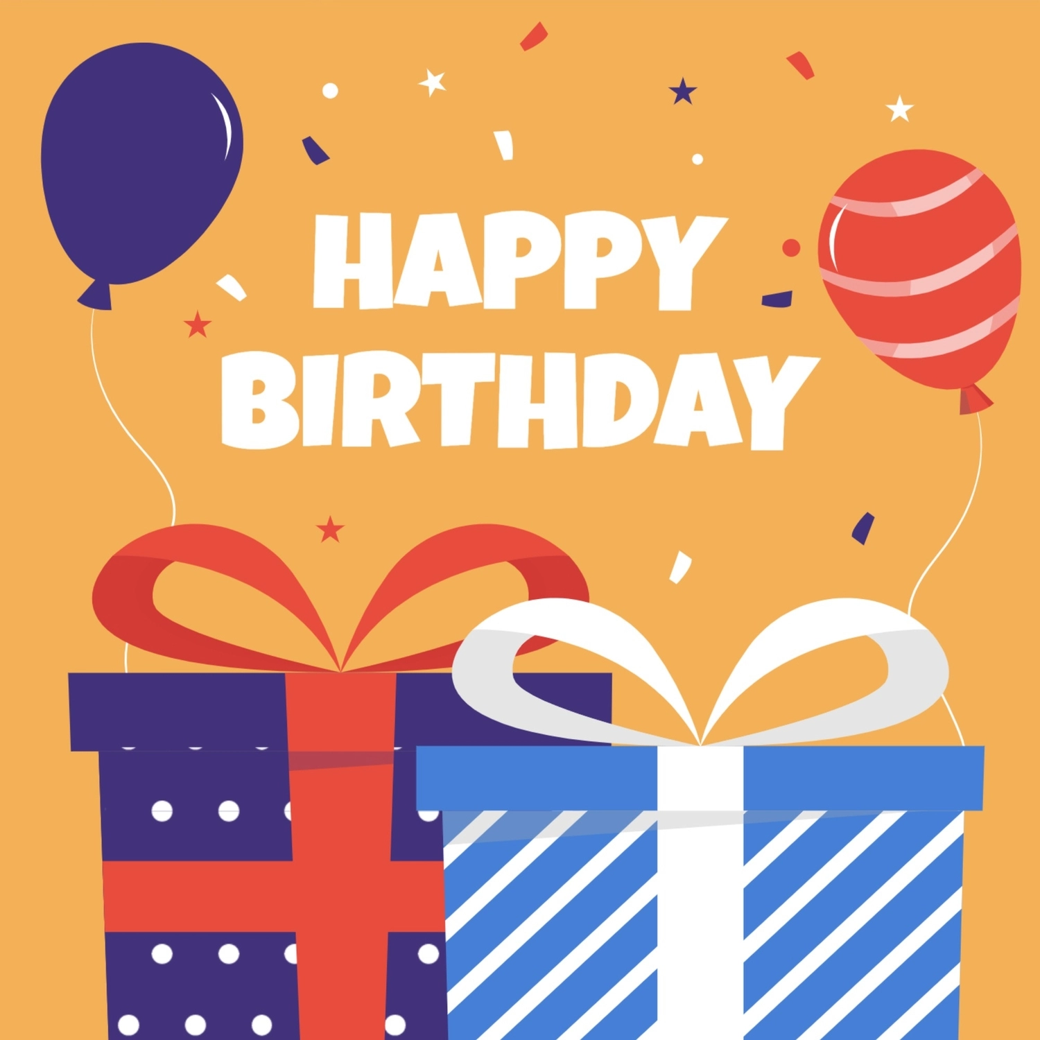 誕生日カード プレゼントと風船, 誕生日おめでとう, ギフトボックス, ギフト, 誕生日カードテンプレート