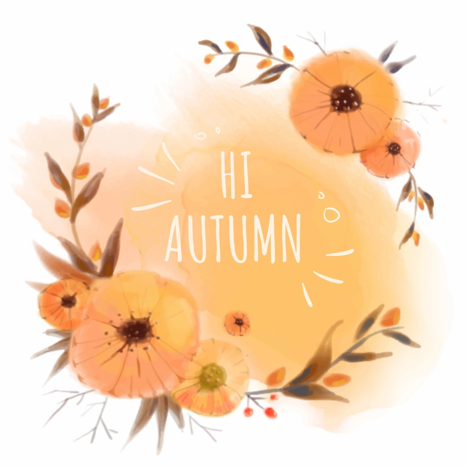 秋のグリーティングカード　オレンジの花, 花, 作成, デザイン, メッセージカードテンプレート