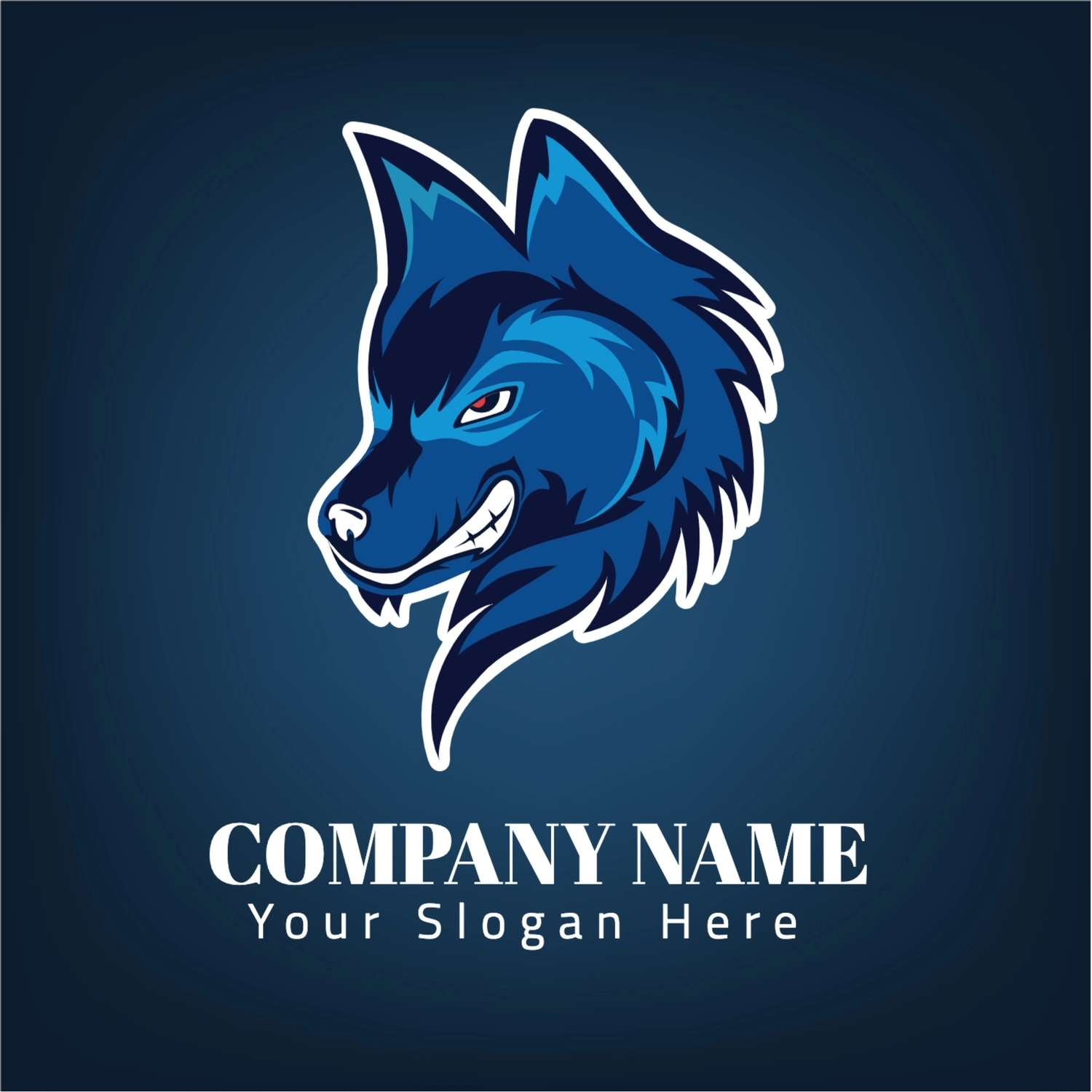 狼のロゴ, 水色, 作成, デザイン, ロゴテンプレート