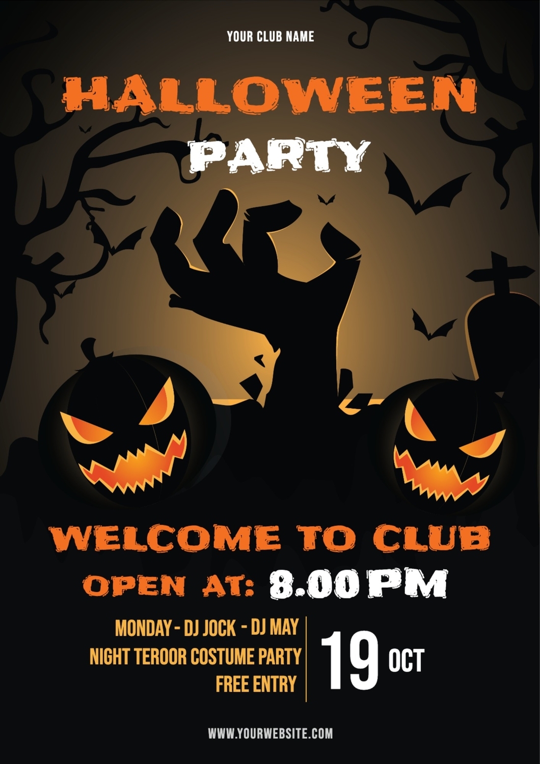 ハロウィンパーティー ポスターの無料ポスターテンプレート 717 デザインac