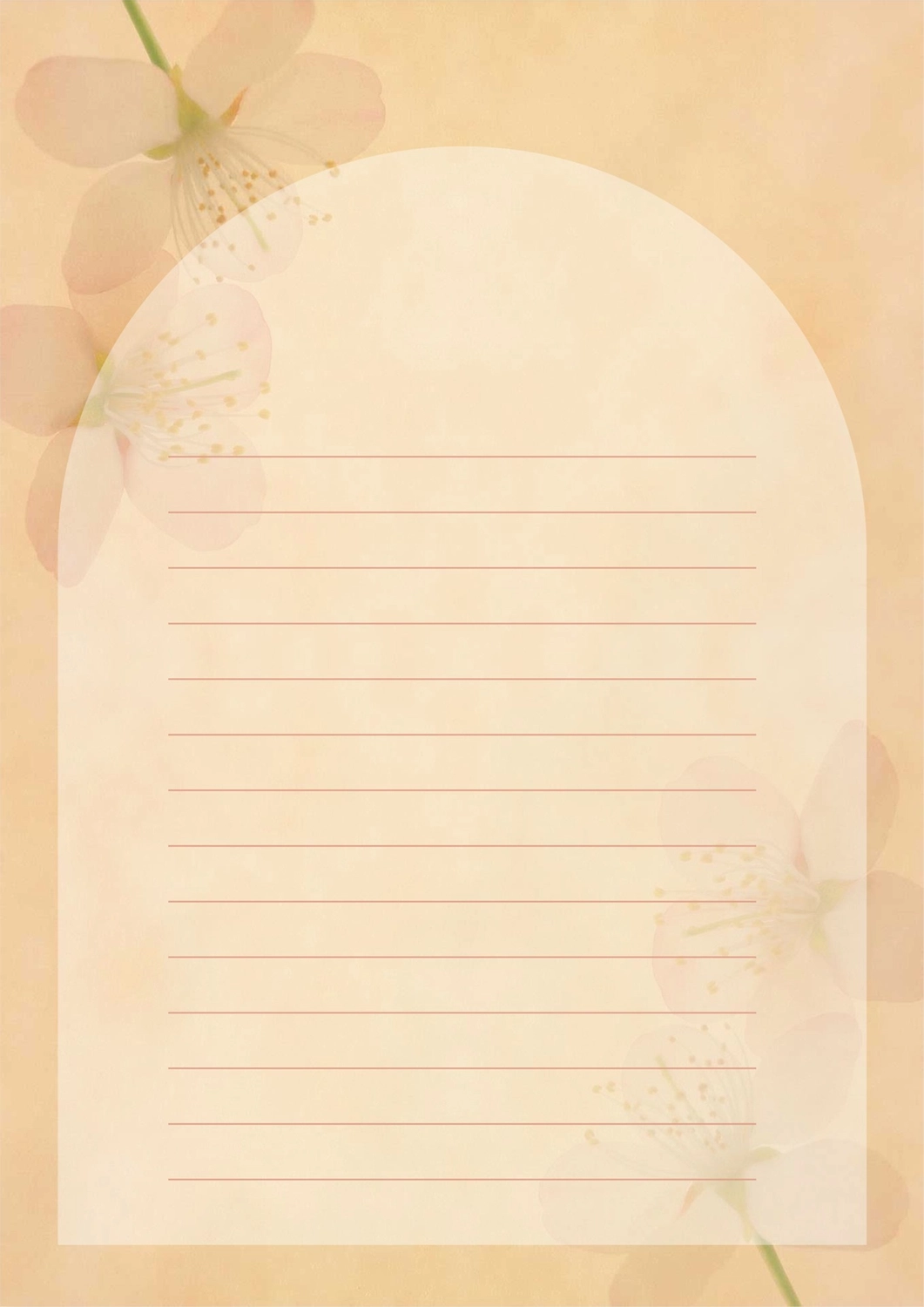 桜イラストの便箋, 세로, 만들기, 편집, 편지지 템플릿