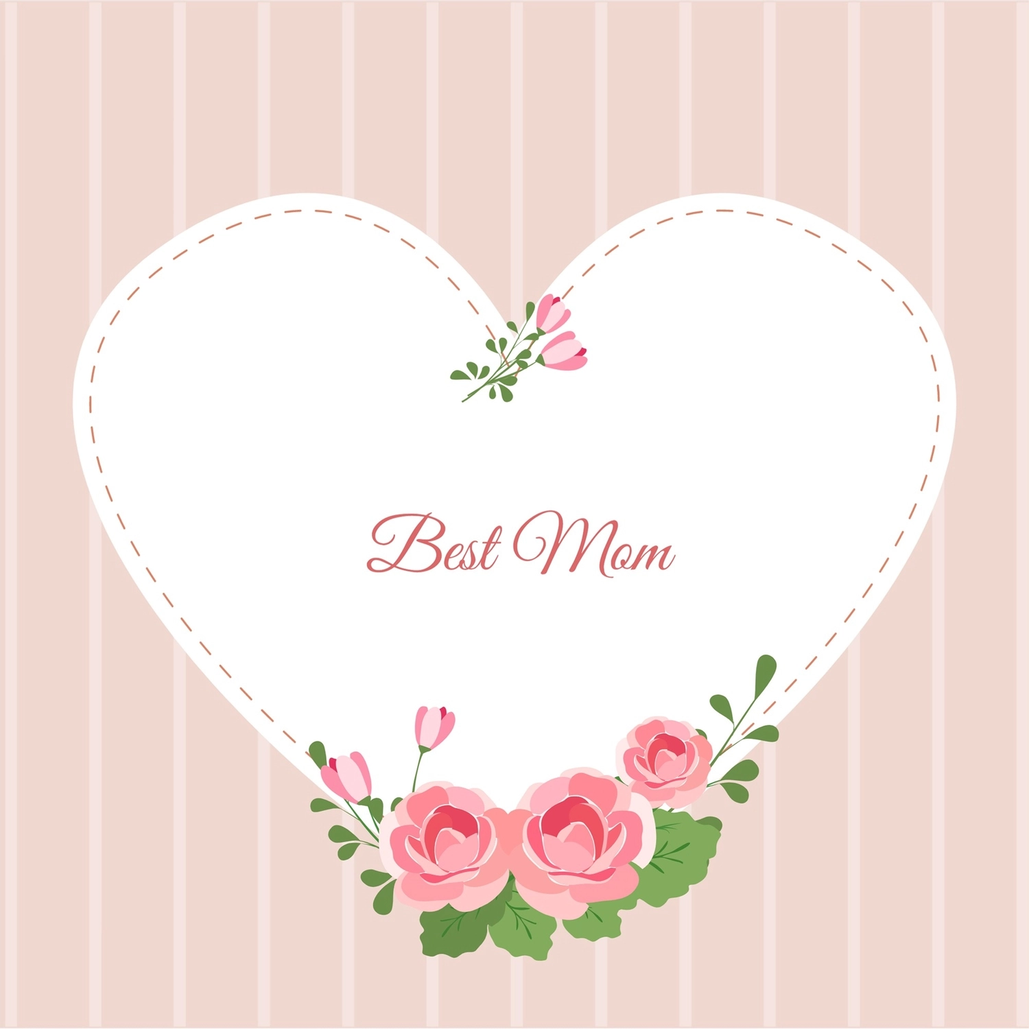 母の日グリーティングカード　薔薇とハートのフレーム, ストライプ, 作成, デザイン, メッセージカードテンプレート