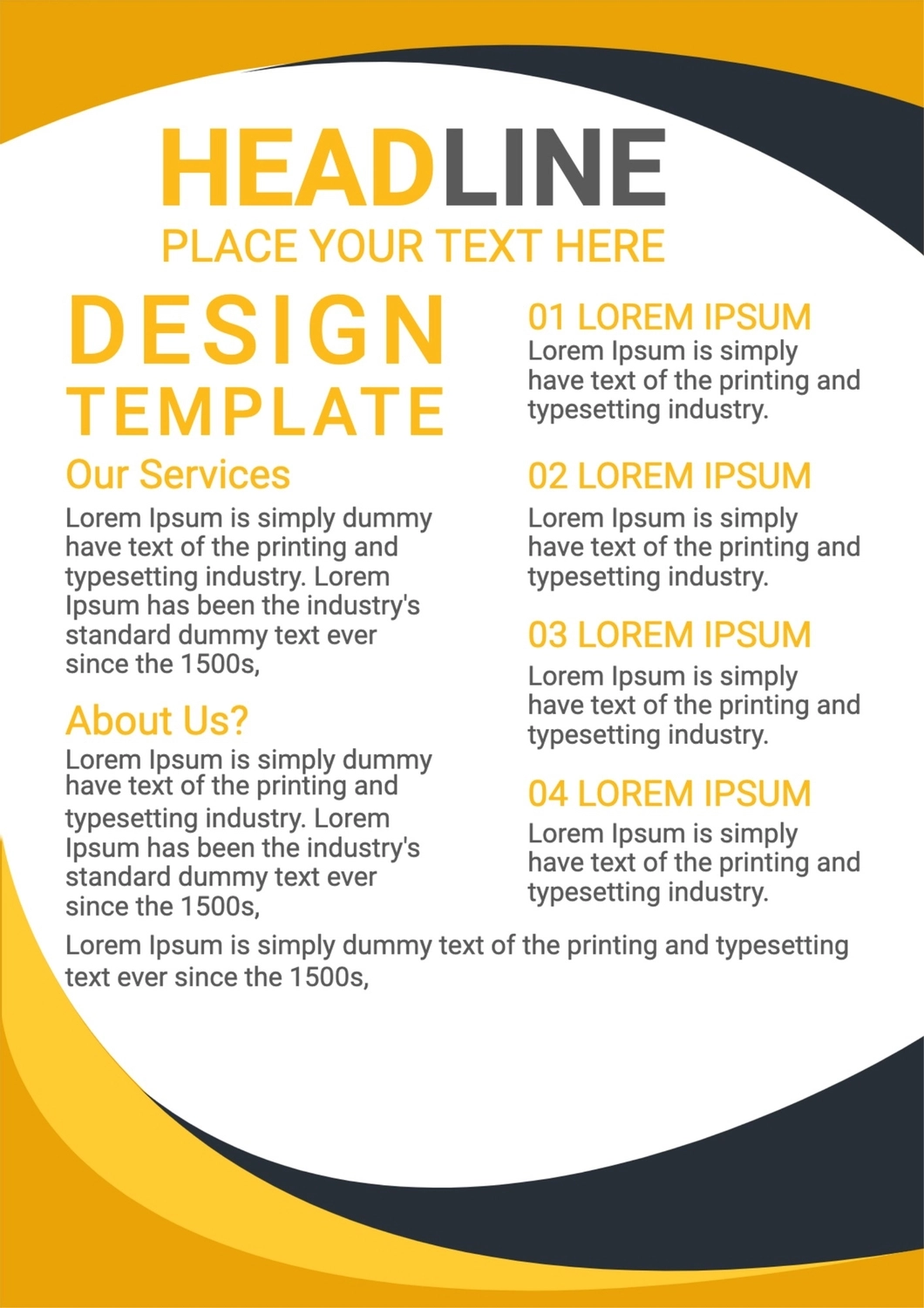 ビジネスチラシレイアウト　曲線　黄色, modern, create, design, Flyer template