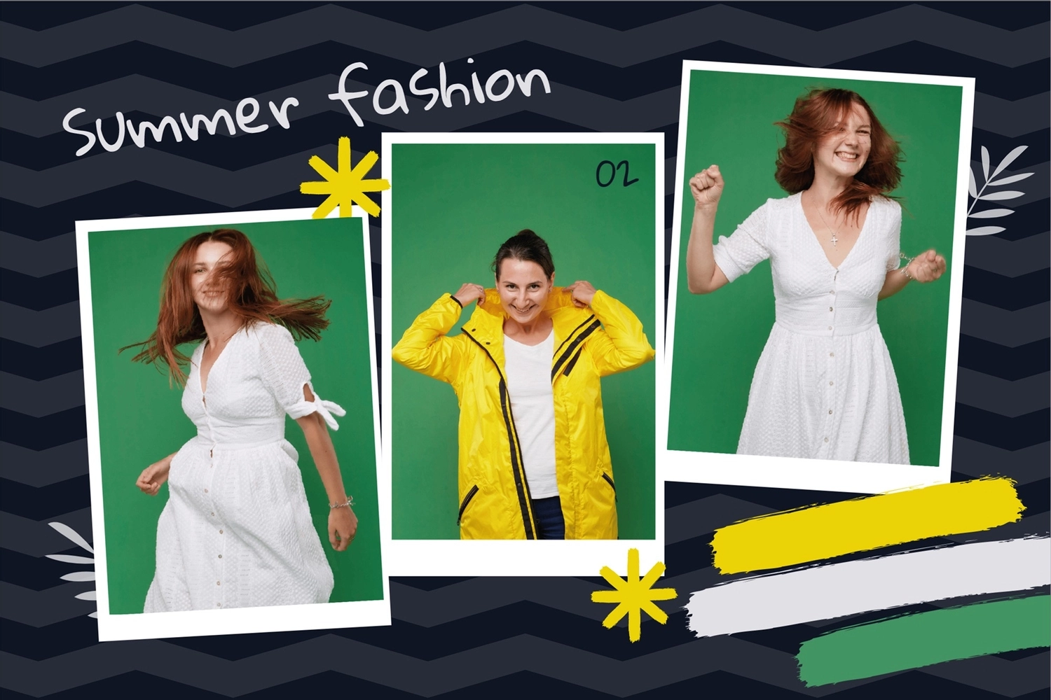 夏のファッション, fun, create, design, Photo Collage template