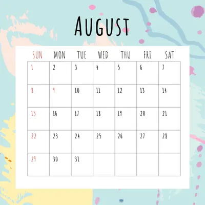 爽やかな8月, カレンダー, スケジュール, 月, カレンダーテンプレート