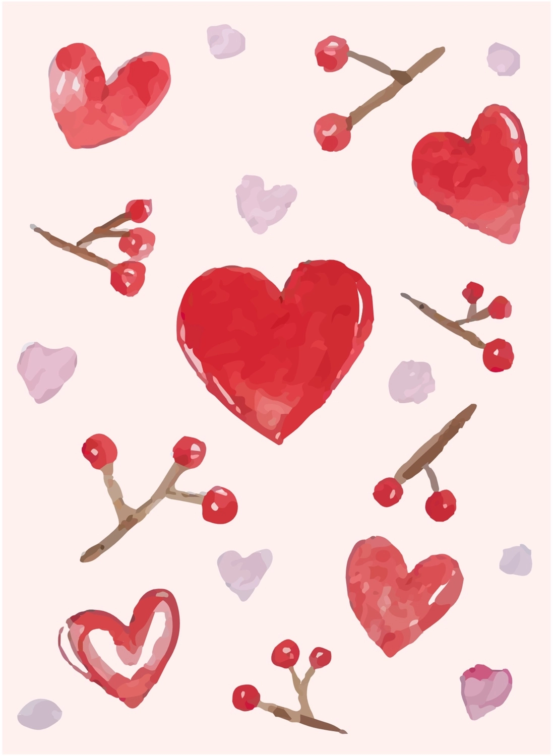 バレンタインデーグリーティングカード　ハートと赤い花, ピンクバック, 作成, デザイン, グリーティングカードテンプレート