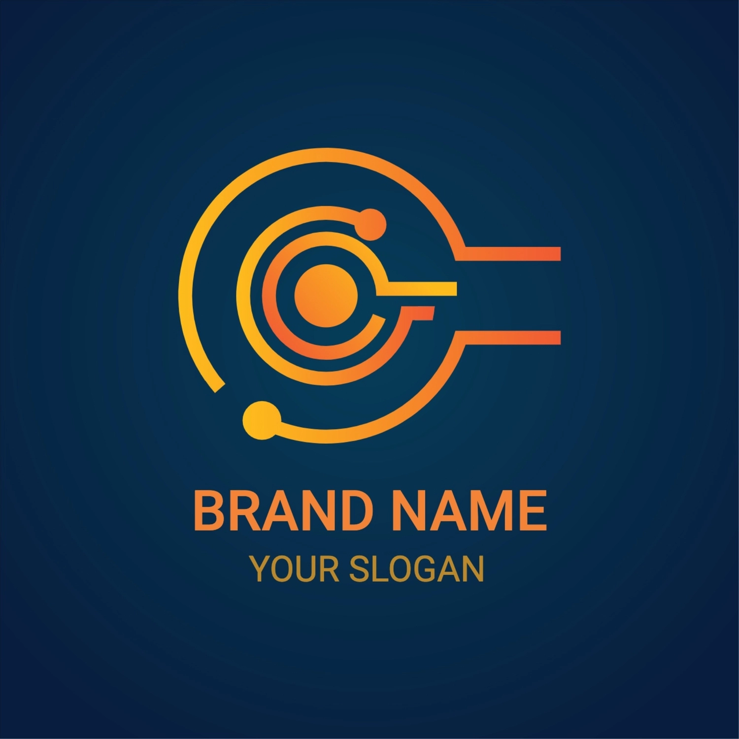電子回路のようなオレンジ色のロゴ, cool, create, design, Logo template