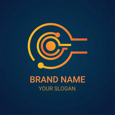 電子回路のようなオレンジ色のロゴ, Logo, logo, Logotype, Logo template