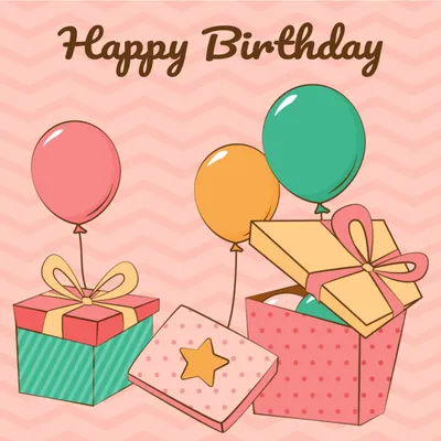 誕生日カード 風船, colorful, present, balloon, Birthday Card template