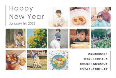 写真フレーム年賀状　正方形, happy, new, year, New Year Card template