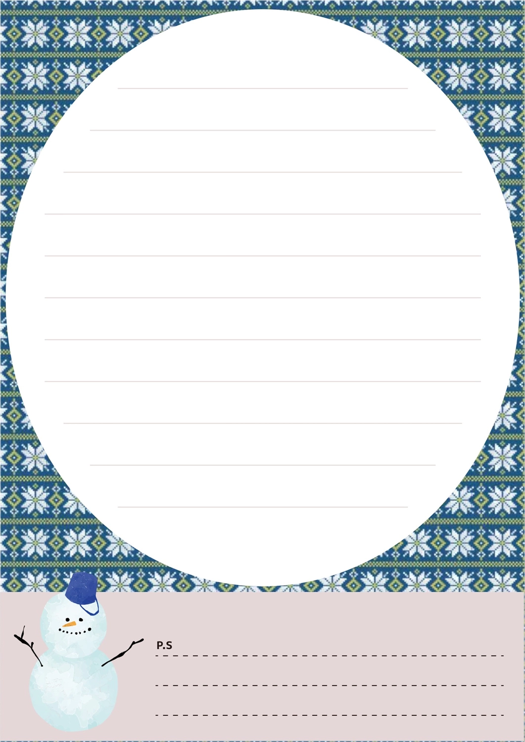 便箋（幾何学模様と雪だるま）, horizontal line, pattern, pattern, Letter template