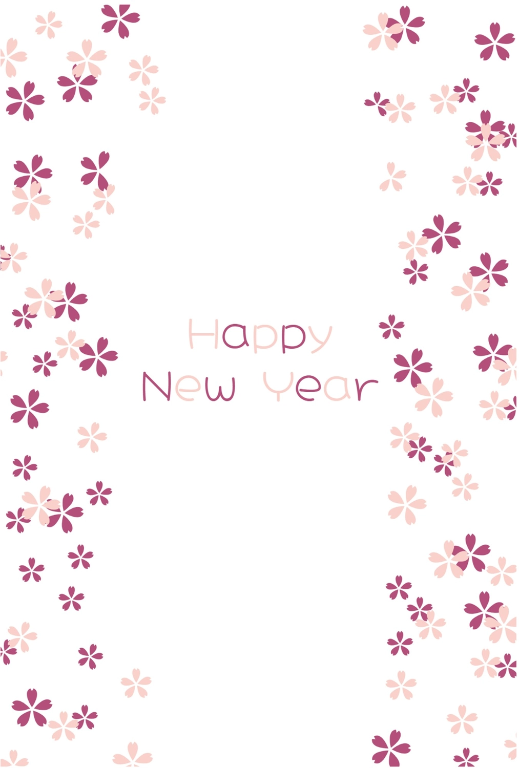 桜模様の年賀状 縦の無料年賀状テンプレート 9474 デザインac