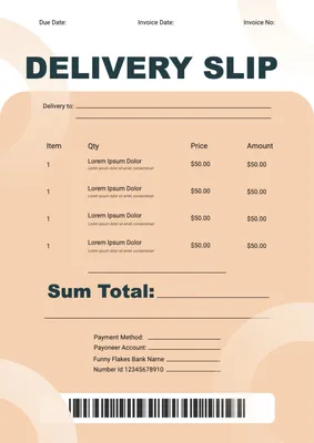 ベージュの納品書, delivery slip, template, Layout, Delivery Slip template